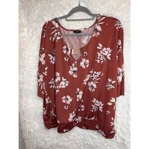 A.U.W. Women’s Brown Floral Blouse Size 3X